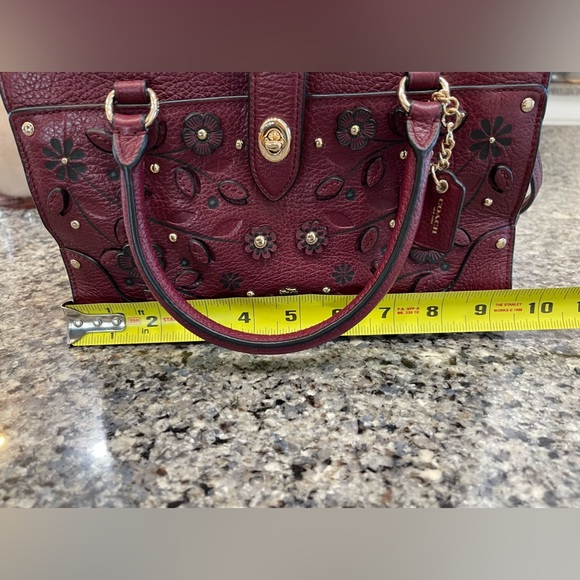 ⭐️Rare⭐️ Coach Willow Floral Mercer Satchel 24 in grain leather. Burgundy. New! - Picture 12 of 14